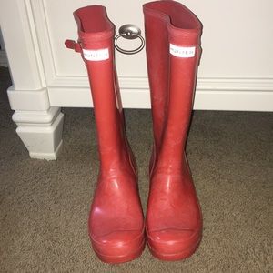 Hunter orange rain boots